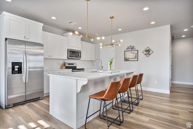 3980 S Jackson Dr Unit 6, Washington, UT 84780 - kitchen featuring appliances with stainless steel finishes, a kitchen island with sink, sink, and white cabinets