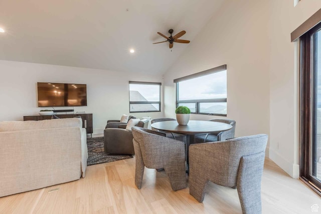1555 Aerie Cir, Park City, UT 84060 - dining space with high vaulted ceiling and light wood-type flooring