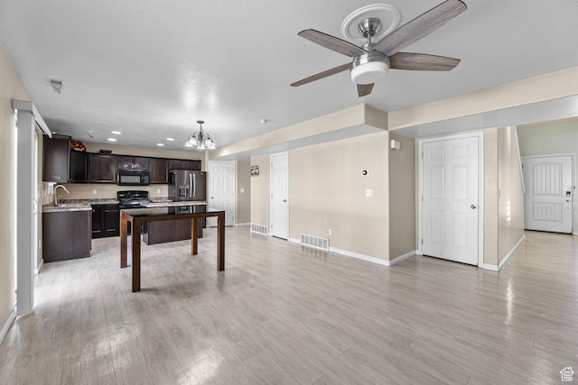 626 S 2310 W, Pleasant Grove, UT 84062 - rec room featuring sink, ceiling fan with notable chandelier, and light hardwood / wood-style flooring