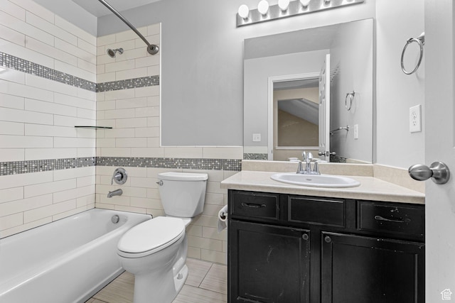626 S 2310 W, Pleasant Grove, UT 84062 - full bathroom with tiled shower / bath, vanity, toilet, and tile walls