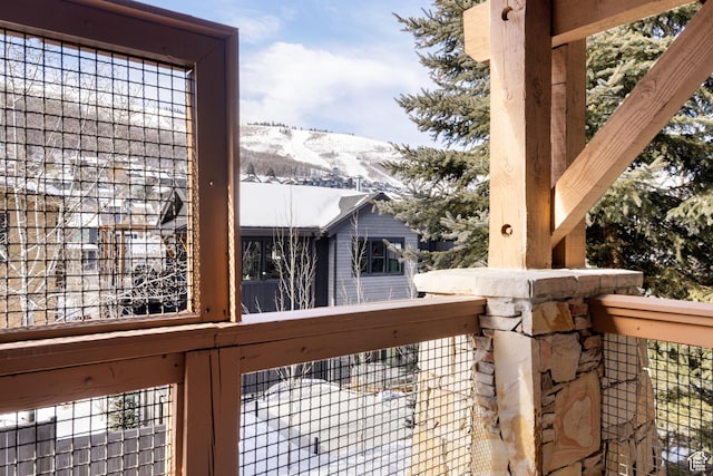 exterior space featuring a mountain view