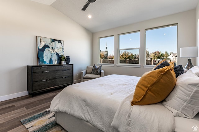 11202 S 1000 E Unit 3, Sandy, UT 84094 - bedroom featuring vaulted ceiling, dark wood-type flooring, and ceiling fan