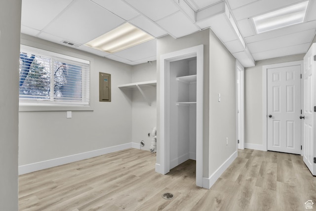 1838 W 13070 S, Riverton, UT 84065 - laundry area with visible vents, electric panel, baseboards, laundry area, and light wood-type flooring