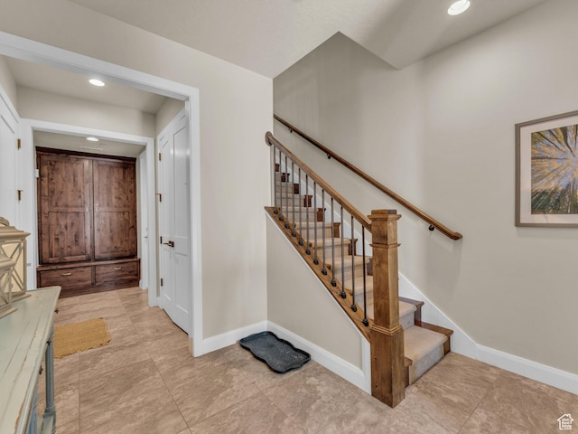 4163 Fairway Ln Unit B-4, Park City, UT 84098 - stairway featuring baseboards and recessed lighting