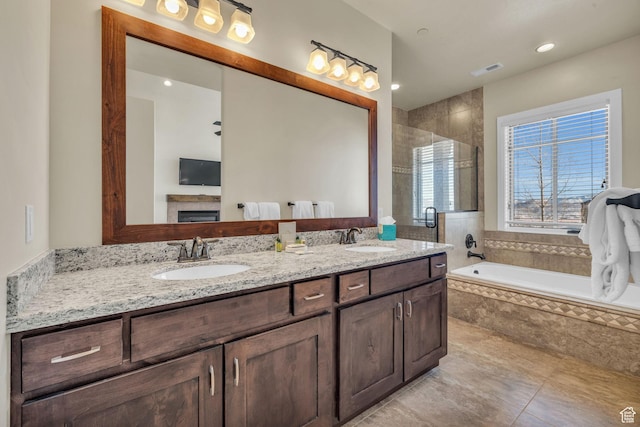 4163 Fairway Ln Unit B-4, Park City, UT 84098 - bathroom featuring vanity and shower with separate bathtub