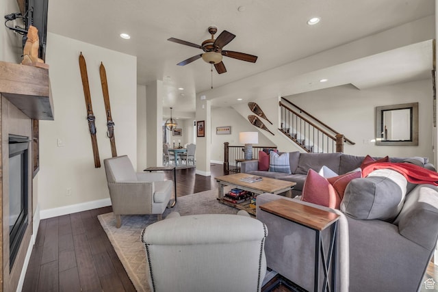 4163 Fairway Ln Unit B-4, Park City, UT 84098 - living room with dark hardwood / wood-style floors and ceiling fan