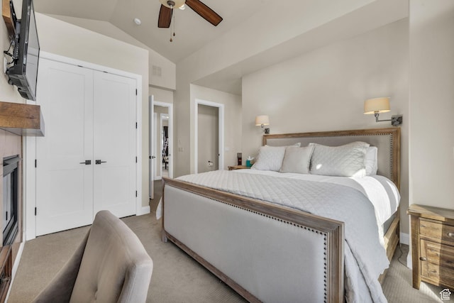 4163 Fairway Ln Unit B-4, Park City, UT 84098 - bedroom featuring ceiling fan, a closet, vaulted ceiling, and carpet