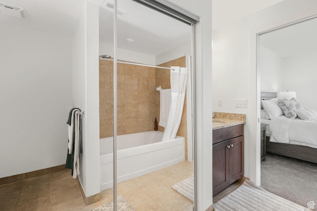 6169 E Park Ln S Unit 60, Park City, UT 84098 - bathroom with vanity, tile patterned floors, and shower / bath combination with curtain
