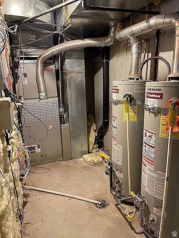 utilities featuring heating unit and water heater