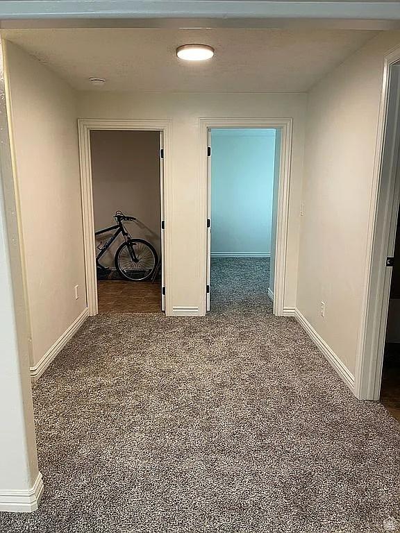hall with carpet flooring