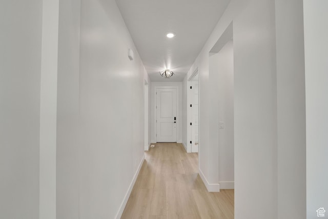 6184 W Teton Ranch Dr S Unit 304, Herriman, UT 84096 - hallway with baseboards, light wood-style floors, and recessed lighting