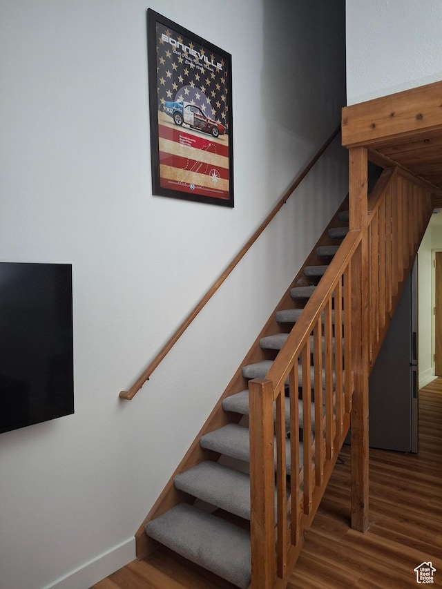 2255 Sidewinder Dr Unit 621, Park City, UT 84060 - staircase with hardwood / wood-style floors