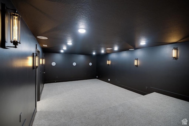 1292 S 1220 E, Salem, UT 84653 - home theater with a textured ceiling, baseboards, and light carpet