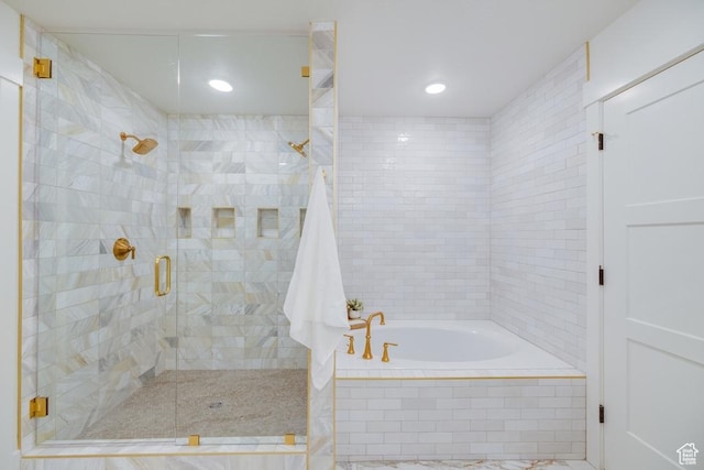 1292 S 1220 E, Salem, UT 84653 - bathroom with a bath, a shower stall, and recessed lighting