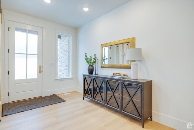 1292 S 1220 E, Salem, UT 84653 - doorway to outside featuring recessed lighting, wood finished floors, a healthy amount of sunlight, and baseboards