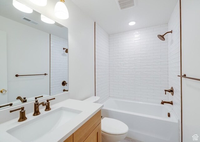 1292 S 1220 E, Salem, UT 84653 - bathroom featuring toilet, vanity, shower / bath combination, and visible vents