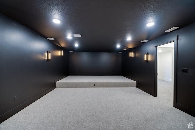 1292 S 1220 E, Salem, UT 84653 - home theater room featuring carpet flooring, a textured ceiling, visible vents, and recessed lighting