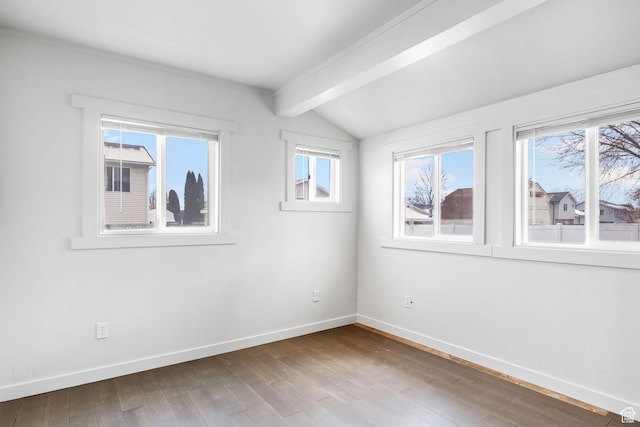 506 S 330 E, American Fork, UT 84003 - unfurnished room with wood finished floors, lofted ceiling with beams, and baseboards