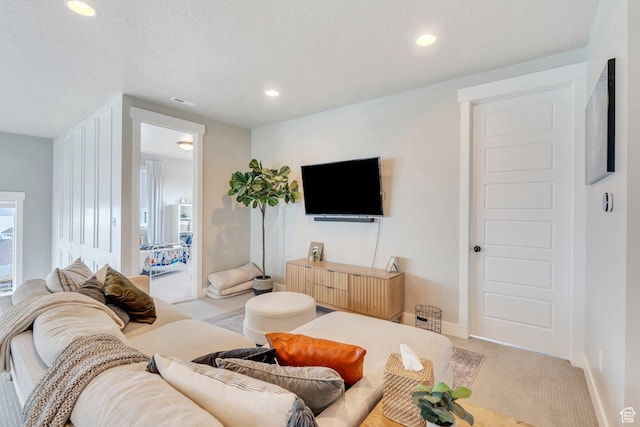 668 W Leroy Cir, Saratoga Springs, UT 84045 - living room featuring baseboards, carpet floors, and recessed lighting