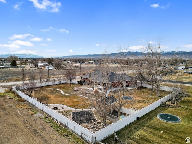 bird's eye view with a mountain view