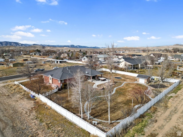 bird's eye view with a mountain view