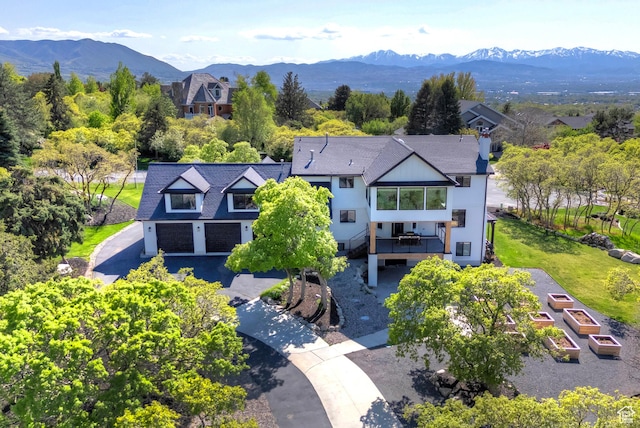 aerial view featuring a mountain view