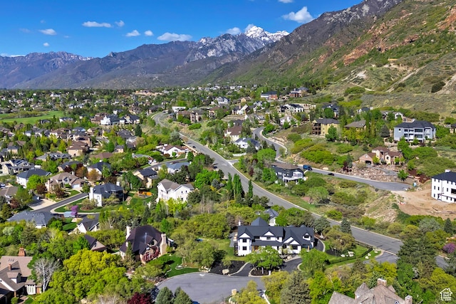 bird's eye view with a mountain view and a residential view