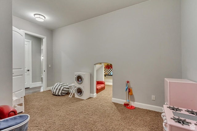 game room featuring carpet floors