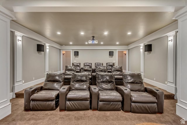 view of carpeted cinema room