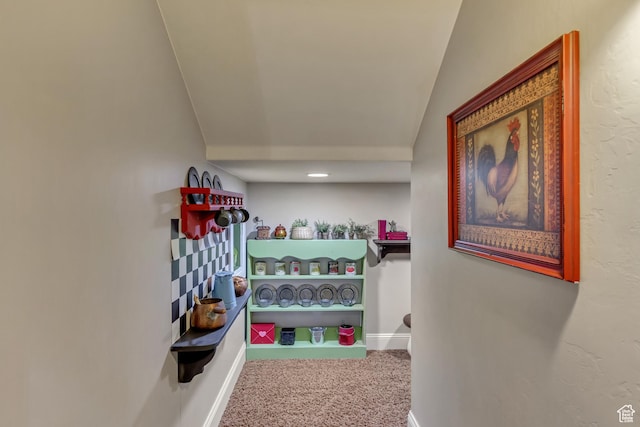 interior space featuring carpet flooring