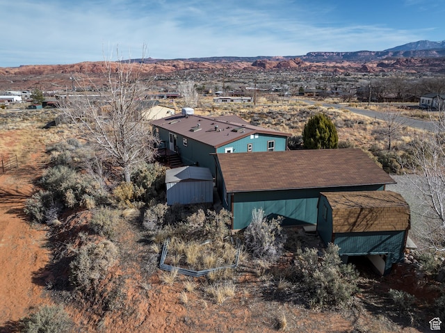 drone / aerial view with a mountain view