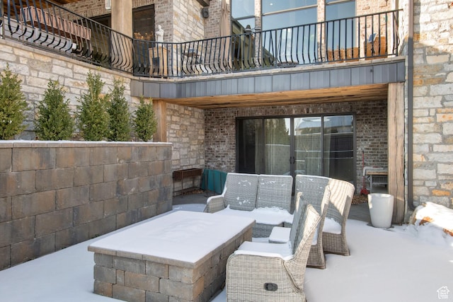 9632 N 5650 W, Highland, UT 84003 - view of patio / terrace with outdoor lounge area and a balcony