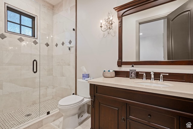 9632 N 5650 W, Highland, UT 84003 - bathroom with vanity, a shower with door, and toilet