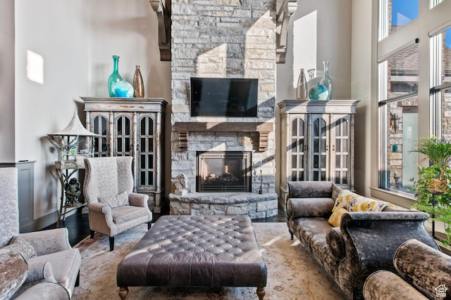 9632 N 5650 W, Highland, UT 84003 - living room with wood-type flooring and a fireplace