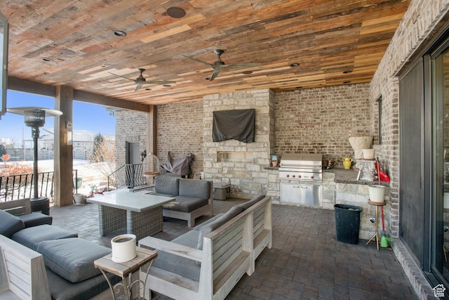 9632 N 5650 W, Highland, UT 84003 - view of patio featuring area for grilling, an outdoor living space, and ceiling fan