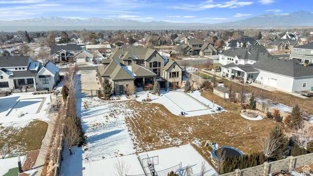 9632 N 5650 W, Highland, UT 84003 - snowy aerial view with a mountain view
