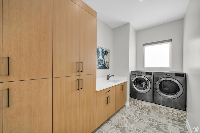 2090 N Tuweap Dr Unit 56, St George, UT 84770 - laundry room with cabinets, sink, and washing machine and dryer