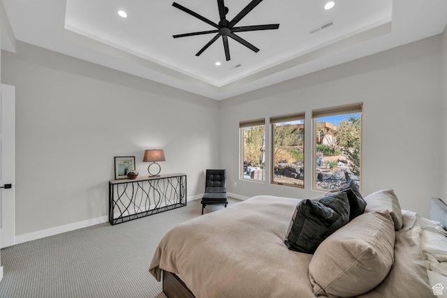 2090 N Tuweap Dr Unit 56, St George, UT 84770 - carpeted bedroom with ceiling fan and a raised ceiling