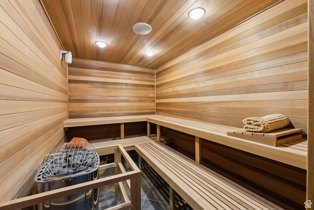 8435 N Ranch Garden Rd, Park City, UT 84098 - relaxing sauna / steam room with recessed lighting, wooden walls, and wooden ceiling