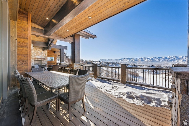 8435 N Ranch Garden Rd, Park City, UT 84098 - snow covered deck featuring outdoor dining area and a mountain view