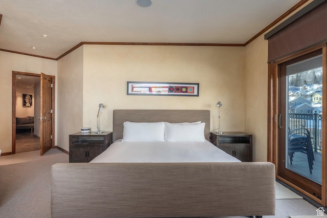751 Main St Unit 415, Park City, UT 84060 - carpeted bedroom featuring crown molding and access to outside