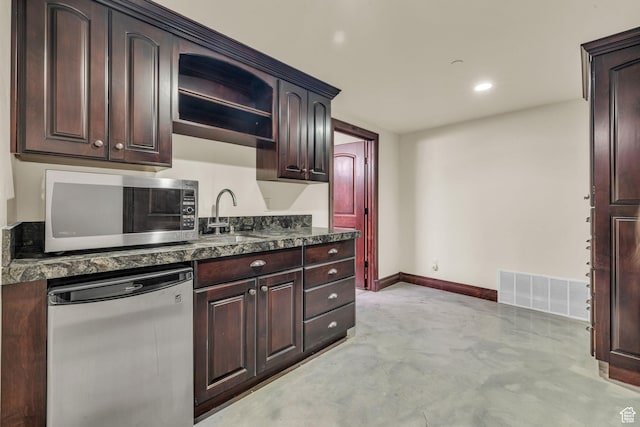 4230 Moosehollow Rd, Park City, UT 84098 - kitchen with dark brown cabinetry, stainless steel appliances, and sink