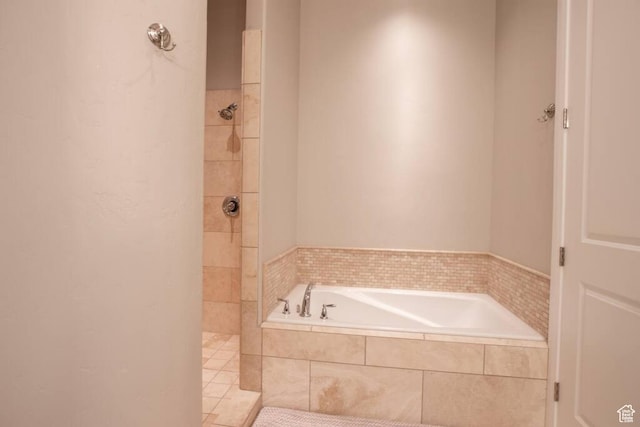 bathroom with shower with separate bathtub