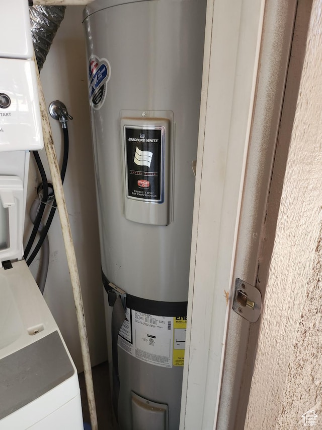 utility room with electric water heater