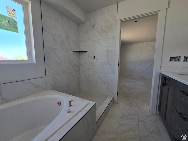 1928 W 1340 N, Clinton, UT 84015 - bathroom featuring marble finish flooring, a bath, and vanity