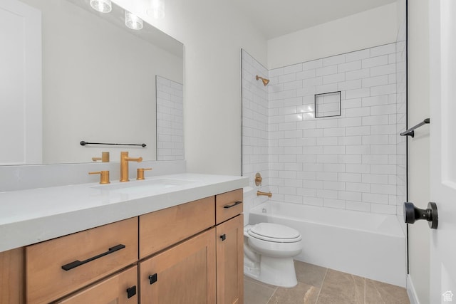 1137 W 2275 S, Syracuse, UT 84075 - full bathroom featuring vanity, tiled shower / bath, tile patterned floors, and toilet