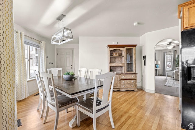 9317 N Prairie Dunes Way, Eagle Mountain, UT 84005 - dining space featuring ceiling fan and light hardwood / wood-style flooring