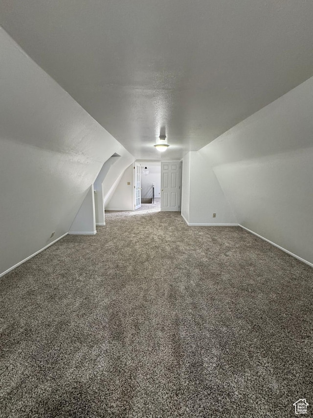 1050 S 500 W, Vernal, UT 84078 - additional living space featuring a textured ceiling, vaulted ceiling, carpet floors, and baseboards