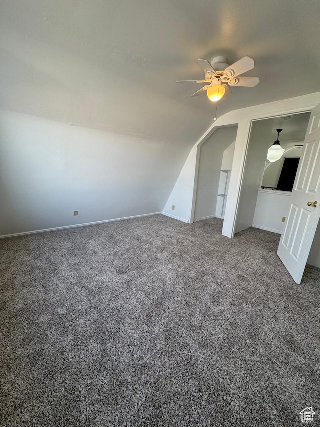 1050 S 500 W, Vernal, UT 84078 - additional living space with baseboards, ceiling fan, lofted ceiling, and carpet