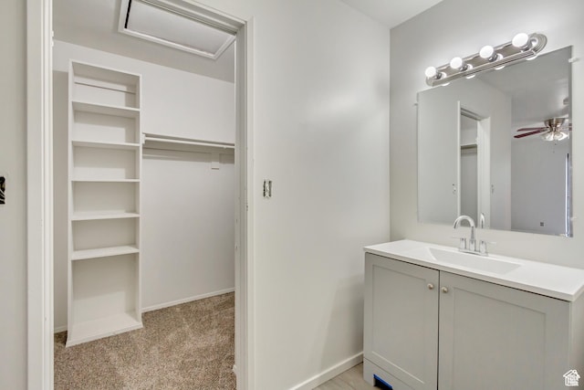 2573 Jordan Meadows Ln, West Jordan, UT 84084 - bathroom featuring vanity and ceiling fan